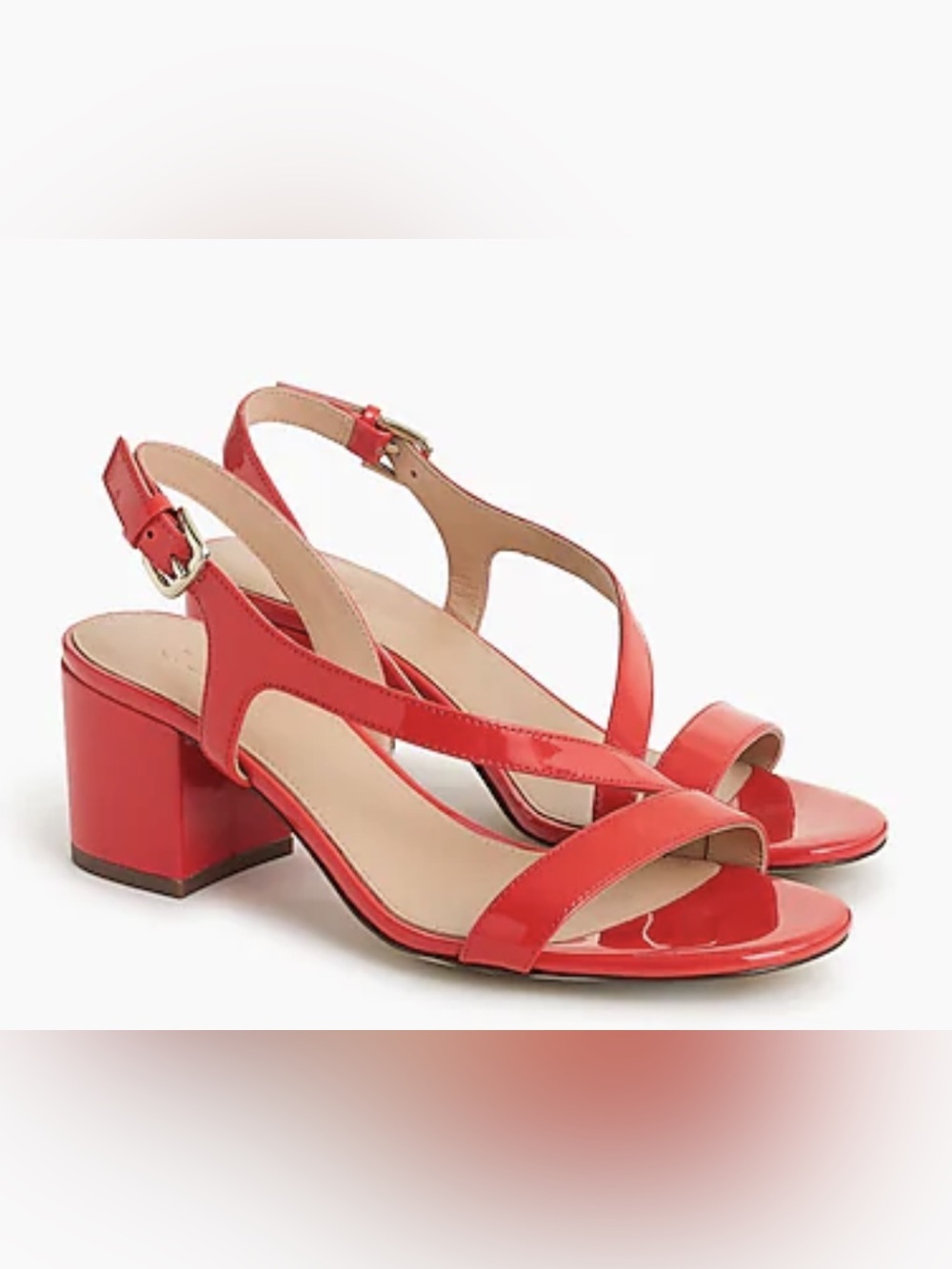 J. Crew Red Patent Slingback Block Heel Sandals